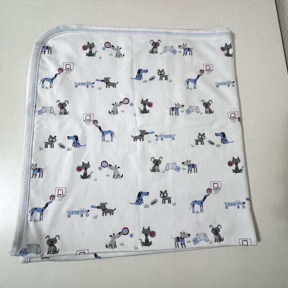 Kissy Kissy Dogs Playing Sports Pima Cotton Baby Receiving Blanket Lovey Blankie - Picture 7 of 15